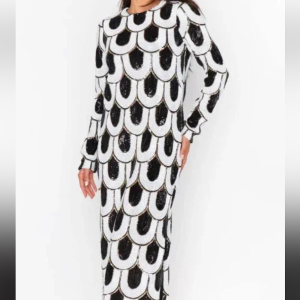 Show Me Your MuMu art deco sequin midi dress